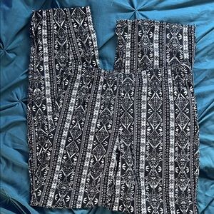 Black and White Patterned Women's Pants